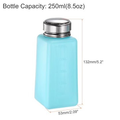 HARFINGTON Solvent Alcohol Dispensers 250ml(8.5oz) Push Down Liquid Dispenser Pump Bottle with Sealing Stainless Steel Lid for Acetone Cleanser Polish Remover, Blue - color: Blue, size: 8.5 Ounces