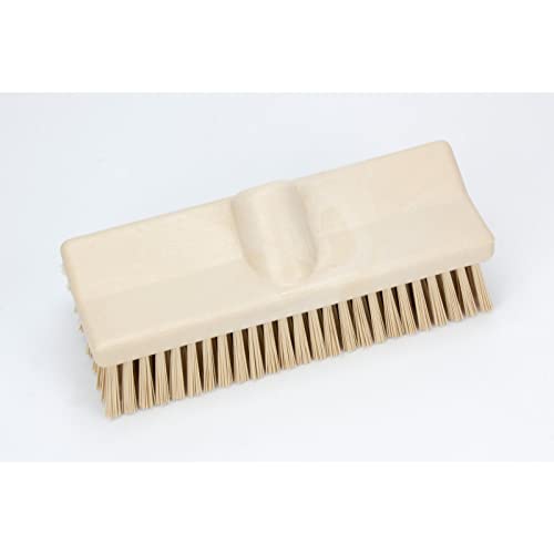 SPARTA 40423EC25 Plastic Floor Scrub Brush, Wall Brush, Equipment Brush With Nonabsorbent Bristles For Industrial Kitchens, Hospitals, Commercial Cleaning, 4 Inches, Tan, (Pack of 2) - color: Tan