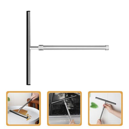 Universal 23-inch Extendable Shower Squeegee and Window Cleaning Tool, Stainless Steel Tile and Glass Wiper for Bathroom, Car, and Home Use