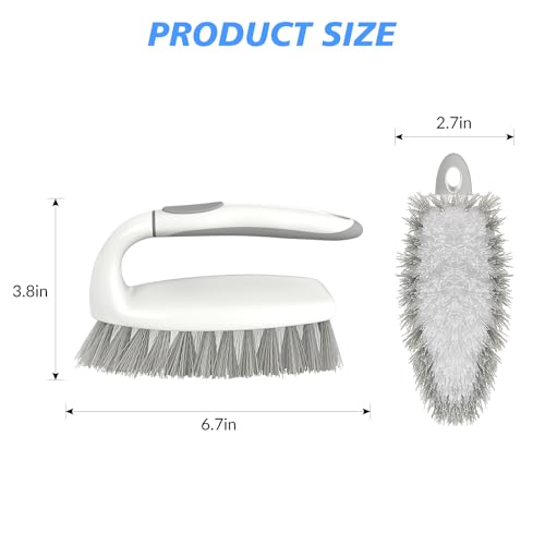 SetSail Heavy Duty Scrub Brush, Stiff Bristles Cleaning Brush with Non Slip Handle Shower Scrubber for Bathroom Kitchen Bathtub Tile Sink, 2 Pack(Grey White) - color: White