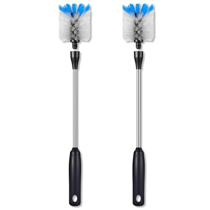 Stainless Steel Water Bottle Brush, 2 Pack, 15 in with 3 Replacement Brush Heads, Flat Head