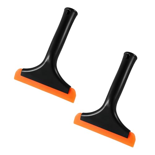 KVAEY 2PCS Small Silicone Window Squeegee, 5.9 Inch Car Windshield Water Blade Squeegee with Non-Slip Handle, All-Purpose Cleaning Squeegee for Car Windshield, Window, Mirror (Black+Black) - color: Black+black