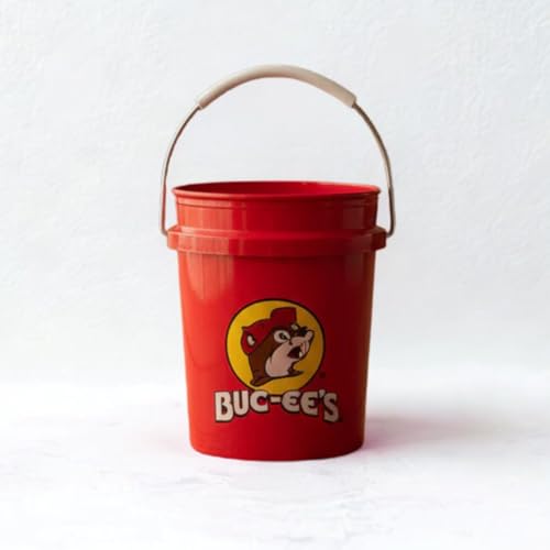 Buc-ee's Mini Red Bucket, 18 Ounce Portable Container with Handle, Plastic Storage Pail