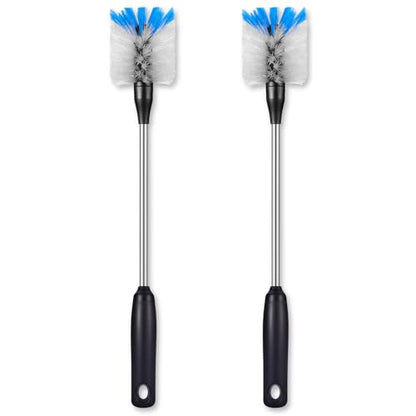 Stainless Steel Water Bottle Brush, 2 Pack, 15 in with 3 Replacement Brush Heads, Flat Head