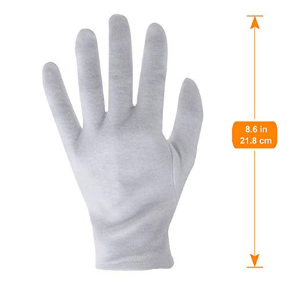 12 Pairs White Cotton Gloves for Serving Inspection Costume - Cloth Gloves for Dry Hands Eczema SPA Moisturizing - color: 12 Pairs