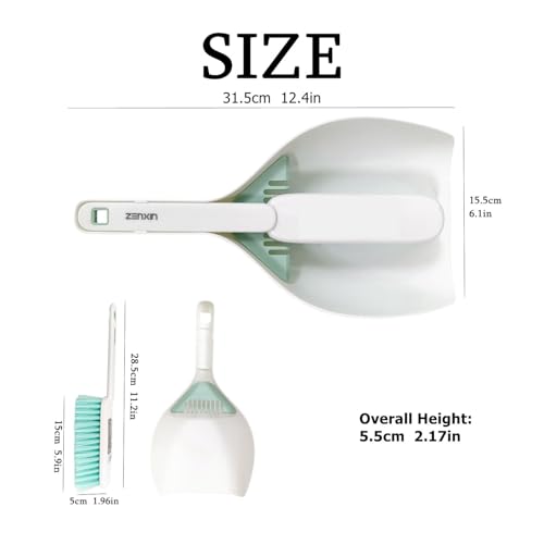Small Hand Broom and Dustpan Set, Thick Stiff Brush Bristle, Little Dust Pan with Lint Removal Teeth,11", Portable, Compact