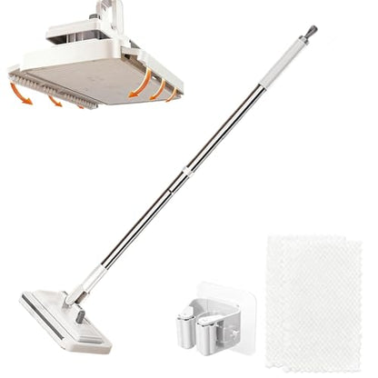 Hands-Free Multi-Purpose Flat Mop, Disposable Dust Long Handle Hands Free Flat Mop One Click Convenient Cloth Changing, Mini Mops Grip Zero Touch Mops for Multi Surface Cleaning (43.3 in) - color: 43.3 in