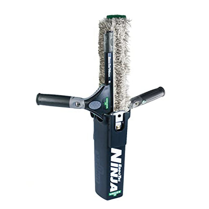 Unger Commercial ErgoTec Advanced Window Cleaning Ninja Kit 4-in-1 – Squeegee, Scrubber, Tool Holder, Microfiber Cloth – Professional Indoor/Outdoor Window Cleaning Equipment, WNK12