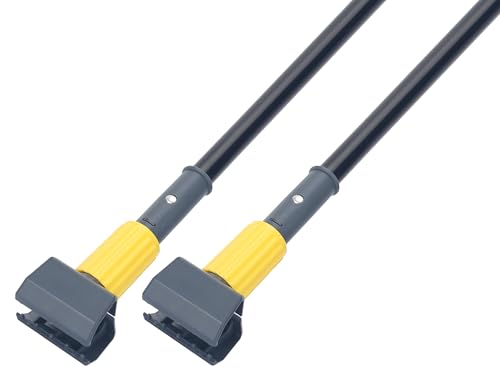 KeFanta Metal Mop Handle Commercial Heavy Duty,58" Industrial Mop Stick with Jaw Clamp,Wet Gripper Mops Head Replacement Holder for Floor Cleaning(2 Pack) - color: Black 2 pack