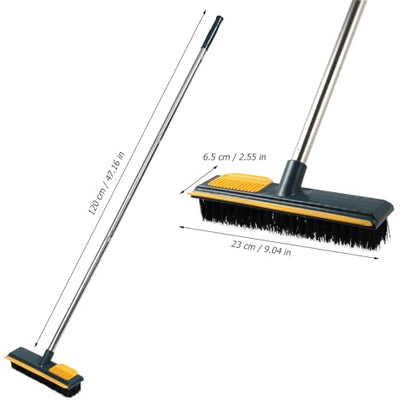 Cabilock Long Handle Cleaning Brush with Stiff Bristles, 108cm Floor Scrub Brush for Bathroom and Tile, Yellow Hard Bristle Shower Scrubber for Deep Corner and Crevice Cleaning