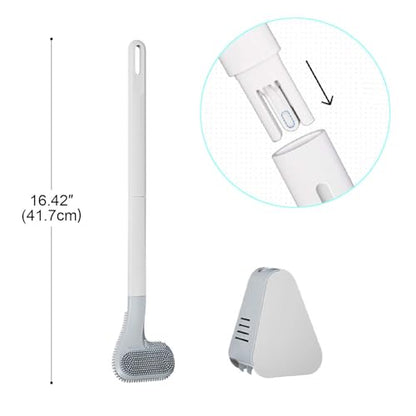 Toilet Brush, Long Handle Golf Toilet Brush with Holder 360° Deep Cleaning Flexible Silicone Toilet Cleaner Brush Wall Mounted for Bathroom (2Pcs White) - color: 2pcs White