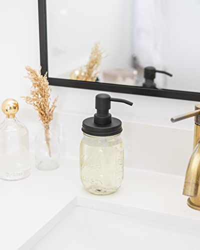 Jarmazing Products Mason Jar Soap Dispenser - Black - with 16 Ounce Ball Mason Jar - Made from Rust Proof Stainless Steel - Two Pack - size: Pack of 2