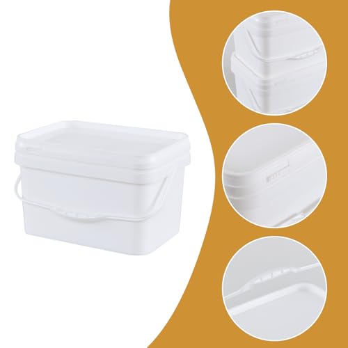 4 Packs Plastic Bucket with Airtight Lid, 3 Gallon Food Storage Bucket, White - size: 3 Gallon