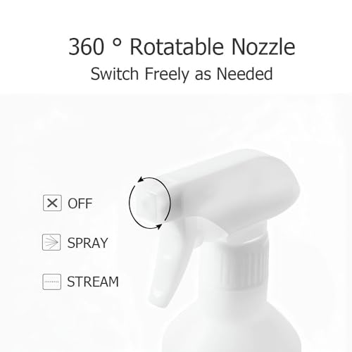 Heavy Duty Clear Plastic Spray Bottles 500ml/17oz 2 Pack, Leak Proof, Mist/Stream Adjustable Nozzle, Refillable, Professional Quality for Cleaning Solutions, Essential Oils, Hair