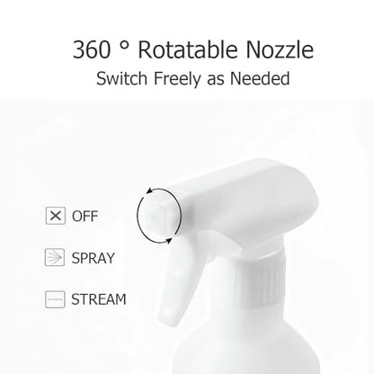 Heavy Duty Clear Plastic Spray Bottles 500ml/17oz 2 Pack, Leak Proof, Mist/Stream Adjustable Nozzle, Refillable, Professional Quality for Cleaning Solutions, Essential Oils, Hair
