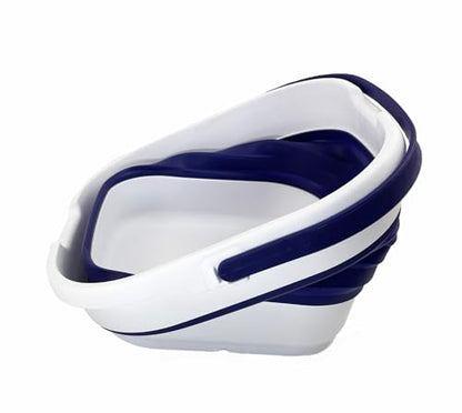 SAMMART 9.5L (2.5 Gallon) Collapsible Rectangular Handy Basket/Bucket (White/Navy Blue) - color: White/Navy Blue