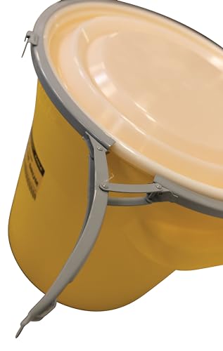 Eagle 20 Gallon Plastic Drum with Lid, Metal Lever-Lock, 20.4"x20.9", Salvage Drum Made of Durable, Lightweight HDPE, Withstands Weather and Chemicals, Made in USA, Yellow, 1654 - size: 20 Gallon, style: Metal Lever-Lock
