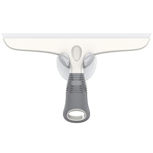 MR.SIGA Multi-Purpose Silicon Squeegee for Window, Glass, Shower Door, Car Windshield, Heavy Duty Window Scrubber, Includes Suction Hook, 10 inch, White & Gray, 1 Pack - color: White & Gray, size: 10 inch (Pack of 1)