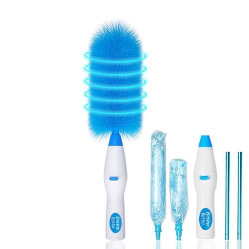 Multifunction Dust Collector Cleaning Brush Feather-Spin Duster Cleaning Tool for Home Office Battery-Driven Electric Dust Collector Multifunction Rotary- Cordless Cleaning Brush with Rod