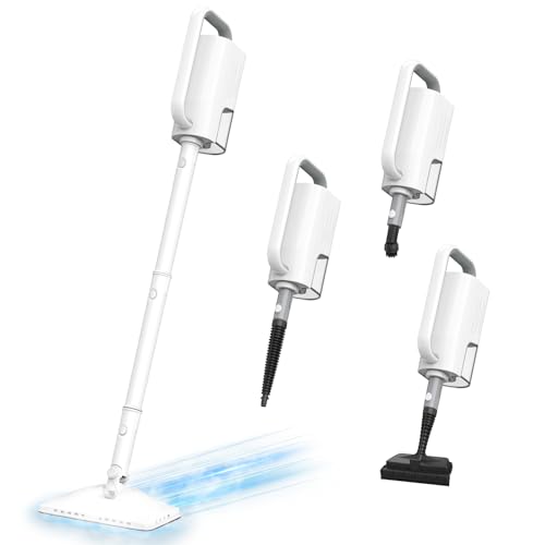6-in-1 Steam Mop, 1200W Rotated Steam Cleaner for Home, 2 Modes, 400ML Removable Tank, 23FT Power Cord, 2 Pads, Multi-Surface Steamer for Hard Floor, Laminate Floor, Tiles Cleaning (Snow White)