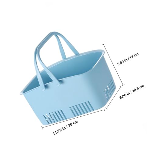Healifty Large Portable Plastic Storage Basket Organizer 30x20.5x15cm Blue Sundries Container for Bathroom and Kitchen Desktop Storage