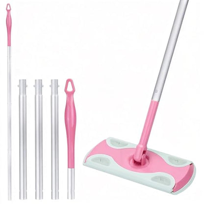 Mop Handle Compatible with Swiffer, Detachable Pink Extra Long Mop Handle for Swiffer