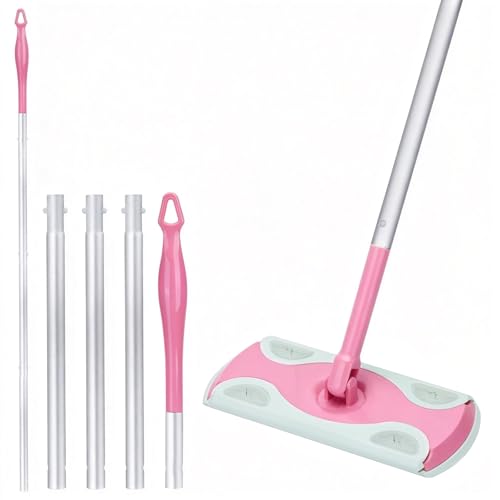 Mop Handle Compatible with Swiffer, Detachable Pink Extra Long Mop Handle for Swiffer