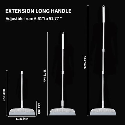 Multifunction Floor Squeegee Broom for Pet Hair Removal, Silicone Magic-Style Broom for Floor Cleaning, 51.77" Long Handle for Carpet, Bathroom Tile, Hardwood Floors, Garage, Liquid Spills, Fine Dust - size: Large