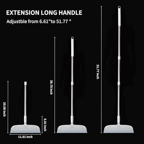 Multifunction Floor Squeegee Broom for Pet Hair Removal, Silicone Magic-Style Broom for Floor Cleaning, 51.77" Long Handle for Carpet, Bathroom Tile, Hardwood Floors, Garage, Liquid Spills, Fine Dust - size: Large