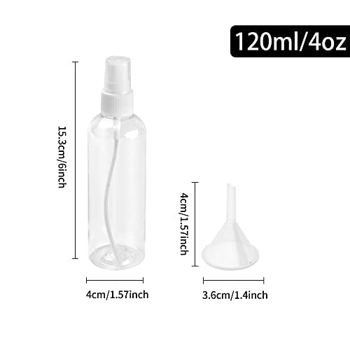 36 Pack Plastic Small Spray Bottles 4 oz/120 ml, Fine Mist Clear Empty Plastic Small Travel Spray Bottle, with 10 Funnels and 10 Labels - color: Clear