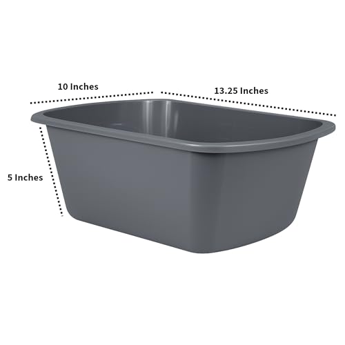Vakly Wash Basins – Rectangular Plastic 7-Quart Graduated Hospital Soaking Tub with Markings – Small Portable Washbasin for Face Washing, Cleaning, Foot Bath, Dishes, Laundry & Bedside Care