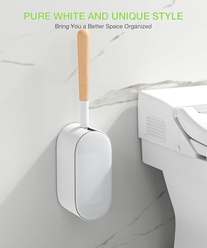 Wooden Toilet Brush, OSCIOSS Toilet Brush and Holder Set with Ergonomic Design, Compact Size, Durable Bristles, Bamboo RV Toilet Cleaner & Holder for Bathroom (Natural, 1pack) - color: Natural, size: 1 Pack