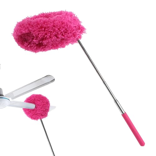 Extendable Duster - 31.5 Inches Microfibre Duster | Stainless Steel Handle | - Adjustable Telescopic Reach | and Soft Fiber Head Perfect for Cleaning High Ceilings and Shelves At Home - color: Red