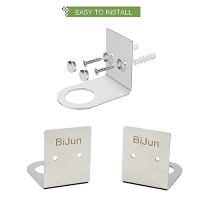 BiJun Soap Bottle Dispenser Holder Wall Mounted, Hand Pump Bottles Dispenser Stand Hanging Rack Shampoo Standing Shelf Storage Holder Bracket for Bathroom Kitchen (Silver 2 Pack) - color: Silver 2 Pack