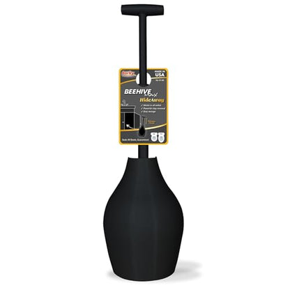 Korky BeehiveMAX Hideaway - Heavy Duty Toilet Plunger with Holder in Black - Drip Free Carry-Seals All Bowl Shapes – Powerful Clog Removal, 97-5B - color: Black