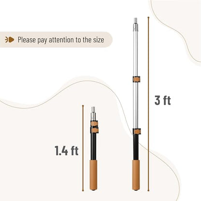 Bates- Telescopic Extension Pole, 3 Ft, Aluminum Alloy, Sturdy Multi-Purpose Extension Pole with Flip-Lock Design for Painting, Dusting and Cleaning - color: Black and Brown, size: 3 Ft, 1 Pack
