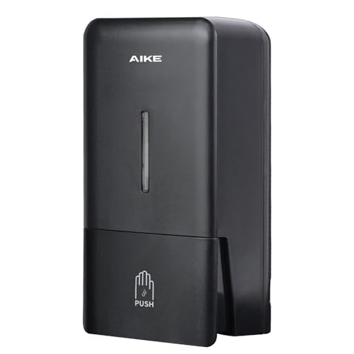 AIKE Wall Mount Liquid Soap Dispenser for Commercial Bathroom 27oz Large Capacity Manual Push Pump Black - color: Black