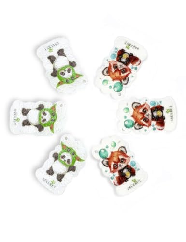 Eco-Friendly Compressed Cellulose Pop-Up Sponges, Expandable Cartoon Design – Biodegradable Dish & Surface Scrubbers, 6-Pack - style: Pop Up Cartoon Printed 6 Pack