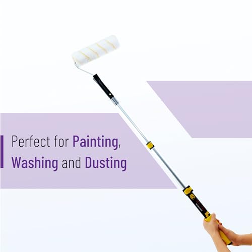 Bates- Telescopic Extension Pole, 6 Ft, Aluminum Alloy, Sturdy Multi-Purpose Extension Pole with Flip-Lock Design for Painting, Dusting and Cleaning - color: Black and Yellow, size: 6 Ft, 1 Pack