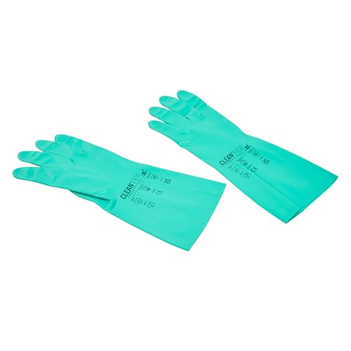 Restaurantware Green Cleaning Gloves 10 Pairs 15 Mil Thick Extra Large Heavy-Duty Nitrile Gloves With Long Cuff No-Latex Flock Lining For Use In Hospitals, Commercial Kitchens and Households - color: Green, size: 10/Extra large