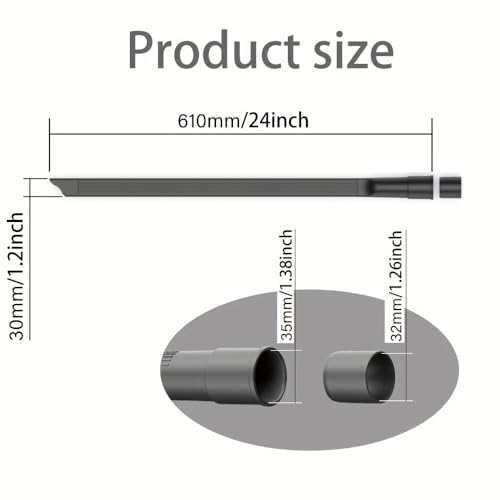 Vacuum Crevice Tool, Long Flat Nozzle Attachment with Slim Dust Brush, Universal Fit Vacuum Accessory for Tight Gaps, Baseboards, Corners & Car Detailing