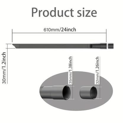Vacuum Crevice Tool, Long Flat Nozzle Attachment with Slim Dust Brush, Universal Fit Vacuum Accessory for Tight Gaps, Baseboards, Corners & Car Detailing
