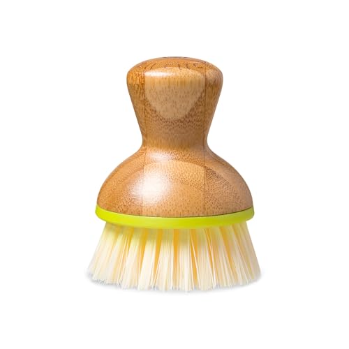 Full Circle Bubble Up- Eco-Friendly Bamboo Dish Brush – Ergonomic Palm Scrubber with Handle for Kitchen Cleaning, Dish Scrub Brush for Nonstick, Cast Iron & Sink, Green Brush 1 Pk