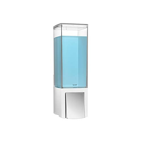 Better Living Clever Soap Dispenser 1 Chamber, Wall Mount Shower Soap Dispenser for Bathroom Hotel Body Wash, Sanitizer Dispenser, Movable Storage Hooks, No Drill, 17 oz, White - color: White/Chrome, style: Single Dispenser