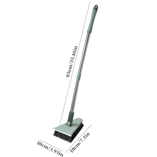 Tub Tile Scrubber Brush 2 in 1 Cleaning Brush 33.46 Inch, Adjustable Telescopic Pole Stiff Bristles Scouring Pads for Cleaning Bathroom Kitchen Toilet Wall Tub Tile Sink Non Scratch (Green) - color: Green