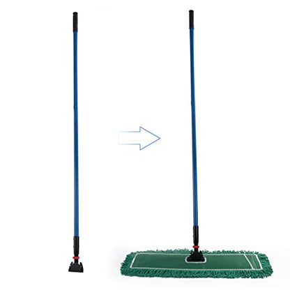 Matthew Cleaning Commercial Quick-Change Dust Mop Handle with Clip-on Metal Gripper for Heavy Duty Mop Head Replacement Holder, Fiberglass Handle 60 inch 6packs-Blue - color: Fiberglass - Blue