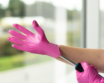 FRAMAR Pink Gloves Disposable Latex Free – Pink Nitrile Gloves Medium, Latex Free Glove Medium, Guantes De Nitrilo, For Hair Dye, Salon, Cleaning, Tattoo, Food Prep, Powder Free – 100 Pack - size: Medium, 100 Count (Pack of 1)