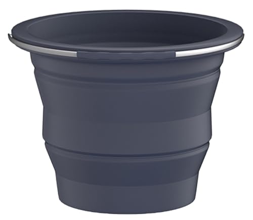 Collapsible Buckets, Silicone Bucket, Household Cleaning or Car Washing, Portable Folding Bucket for Fishing or Camping, 2.6 Gallons (10 Liters), Space-Saving Design, Round (Gray) - color: Gray