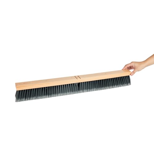 Restaurantware-BROOM HEAD ONLY: Clean Tek Professional 30-Inch Broom Head, 1 Heavy-Duty Push Cleaning Tool - Handle And Brace Sold Separately, Medium Plastic Bristles, Wooden, Commercial Use - size: 30", style: Wood, with Medium Flagged Bristles