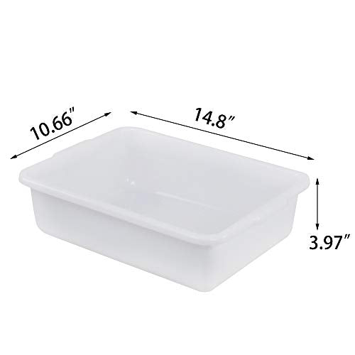 Small Bus Tubs Commercial Set of 4, Plastic Wash Basin, 8 Liter - color: White, size: 8 L